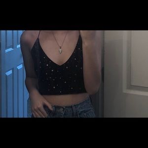 Velvet Galaxy Print Crop Cami w/ matching skirt